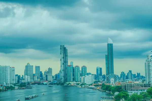 Thajsko Bangkok Panorama Řeka Chao Phraya — Stock fotografie