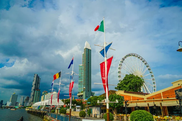 Skyline Thailandia Bangkok Fiume Chao Phraya — Foto Stock