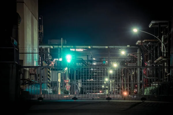 Εργοστάσιο Νυχτερινή Άποψη Της Περιοχής Keihin — Φωτογραφία Αρχείου