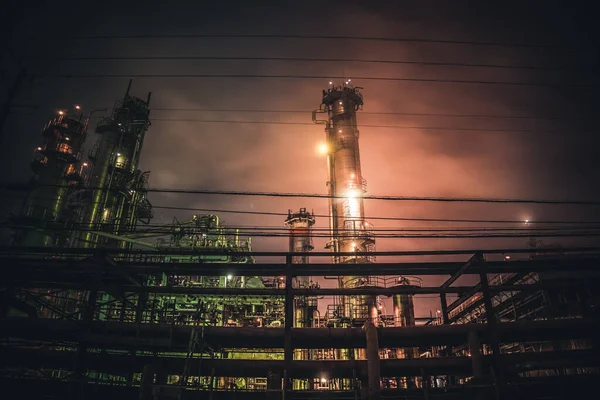 Vista Noturna Fábrica Região Keihin — Fotografia de Stock