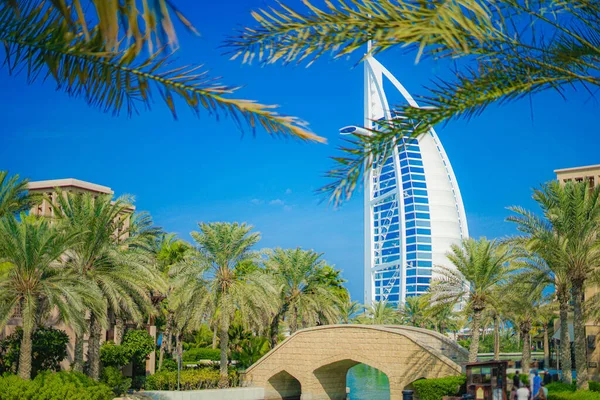 Burj Arab Cielo Azul Emiratos Árabes Unidos Dubai — Foto de Stock