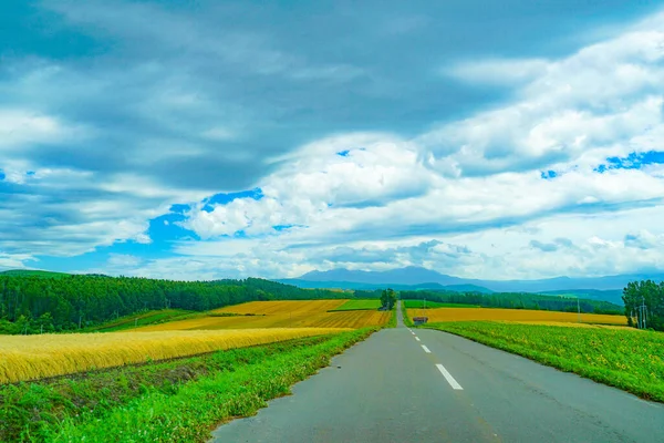Równiny Hokkaido Drogi Wielkie Zewnątrz — Zdjęcie stockowe