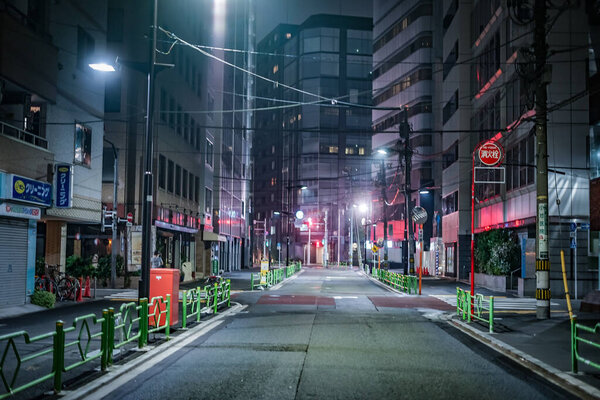 Alley back night view of Chuo-ku, Tokyo