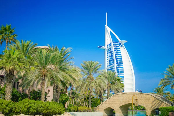 Burj Arab Cielo Azul Emiratos Árabes Unidos Dubai — Foto de Stock