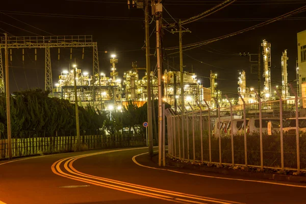 Vista Noturna Fábrica Região Keihin — Fotografia de Stock