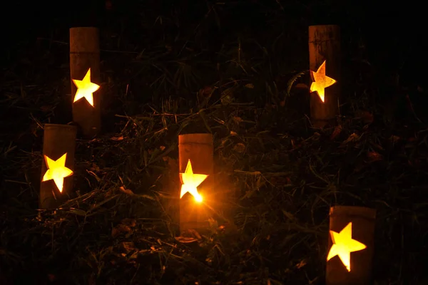 Bosque Bambú Iluminar Pequeño Escritorio Castillo Bosque Ciudadanos —  Fotos de Stock