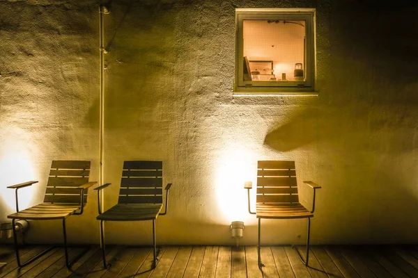 Chaise Bois Intérieur Image Lieu Tournage Tokyo Région Métropolitaine — Photo