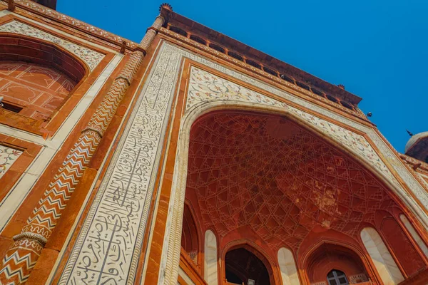 Taj Mahal Grande Portão Torre Índia Agra Localização Tiro Índia — Fotografia de Stock