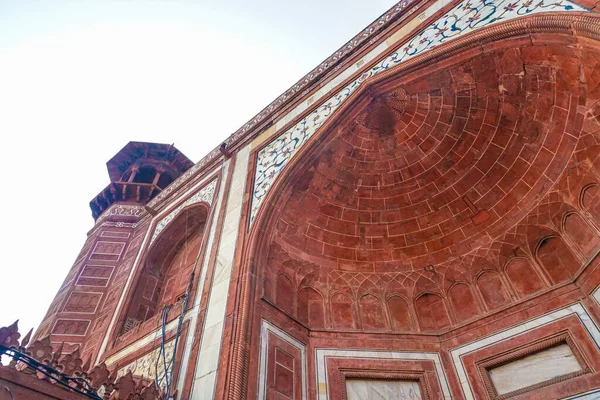 Taj Mahal Grande Portão Torre Índia Agra Localização Tiro Índia — Fotografia de Stock