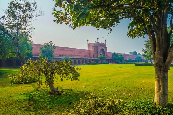 Taj Mahal Grande Portão Torre Índia Agra Localização Tiro Índia — Fotografia de Stock