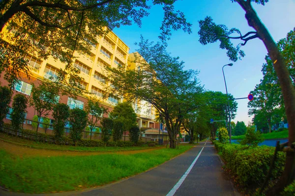 Вулиці Освітлені Заході Сонця Татікава Shooting Location Tokyo Tachikawa — стокове фото