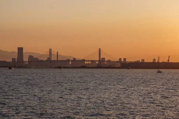 Imagen Del Puente Bahía Yokohama Puesta Sol Ubicación Del Tiroteo —  Fotos de Stock