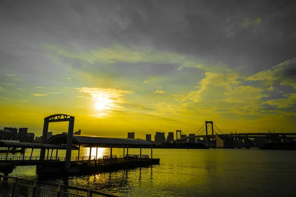 Abend Des Odaiba Seaside Park Wasserbushaltestelle Drehort Großraum Tokio — Stockfoto