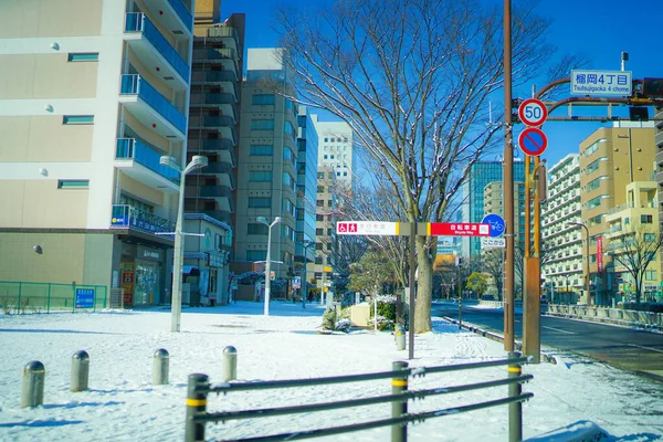 仙台駅東口には雪が積もっている 撮影場所 宮城県仙台市 — ストック写真