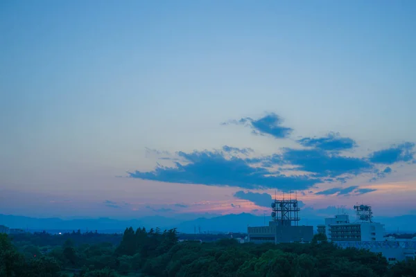 Calles Iluminado Puesta Del Sol Tachikawa Ubicación Del Disparo Tokyo — Foto de Stock