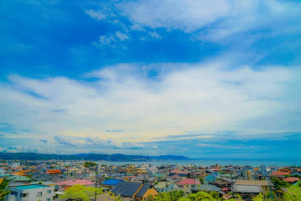 通りと青空の鎌倉 撮影場所 神奈川県鎌倉市 — ストック写真