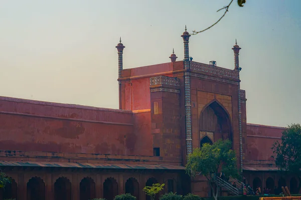 Taj Mahal Grande Portão Torre Índia Agra Localização Tiro Índia — Fotografia de Stock