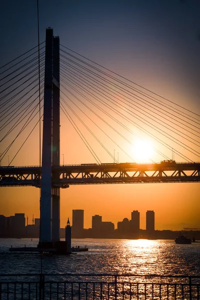 Imagem Ponte Baía Yokohama Pôr Sol Localização Tiroteio Prefeitura Yokohama — Fotografia de Stock