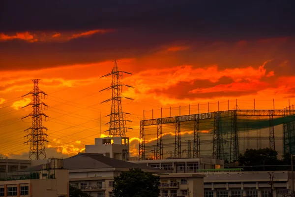 Bild Der Dämmerung Und Des Stahlturms Drehort Yokohama Stadt Kanagawa — Stockfoto