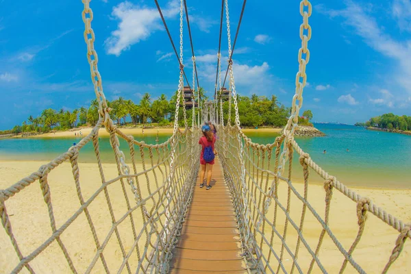 Závěsný Most Ostrově Singapore Sentosa Místo Střelby Singapur — Stock fotografie