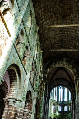 Mont-St-Michel manastırı resmi (Fransa Normandiya). Çekim Konumu: Fransa, Normandiya