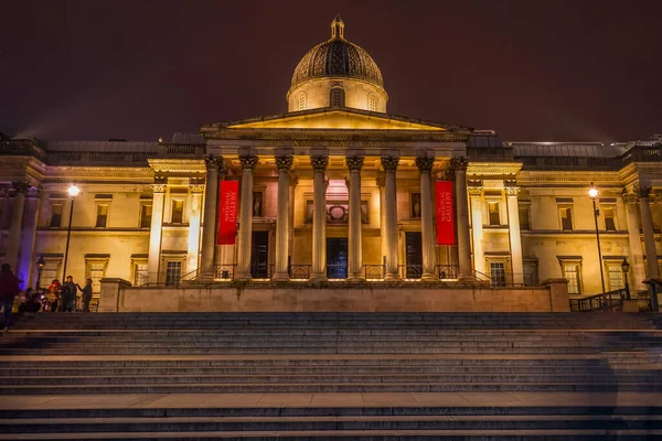 National Gallery Kunstmuseum Van Het Nachtzicht Londen Shooting Location Verenigd — Stockfoto