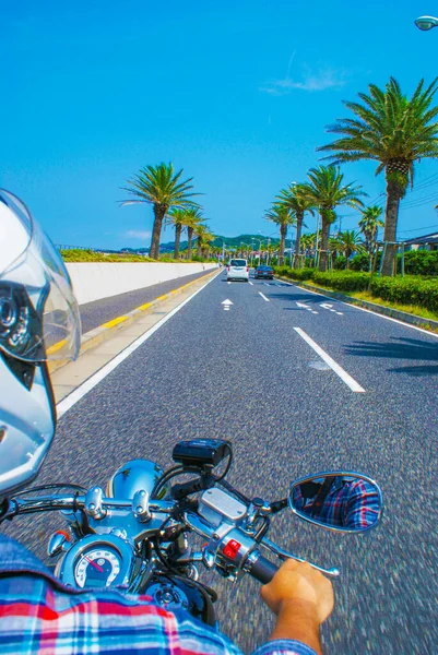 Image Itinérante Une Moto Lieu Tournage Préfecture Kanagawa Miura — Photo