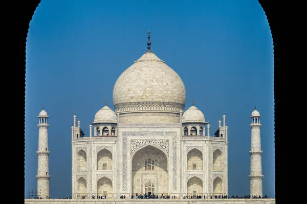 Taj Mahal Som Syns Från Den Stora Tornporten Indien Agra — Stockfoto