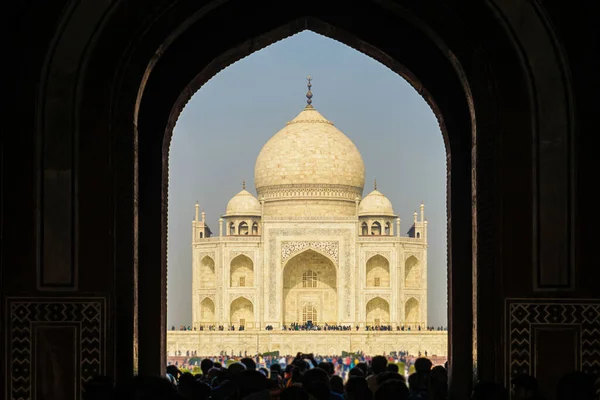 Taj Mahal Som Syns Från Den Stora Tornporten Indien Agra — Stockfoto
