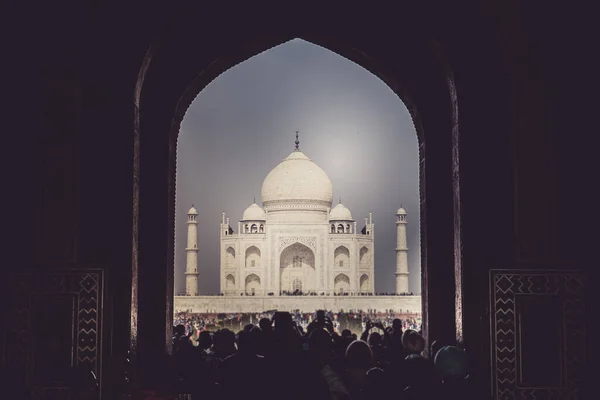 Taj Mahal Das Vom Großen Turmtor Aus Sehen Ist Indien — Stockfoto