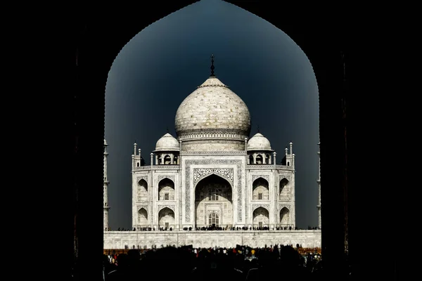 Taj Mahal Que Visível Partir Grande Portão Torre Índia Agra — Fotografia de Stock