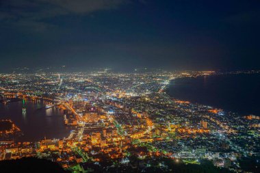 Hakodates gece sahnesi (Mt. Hakodate). Çekim Konumu: Hokkaido