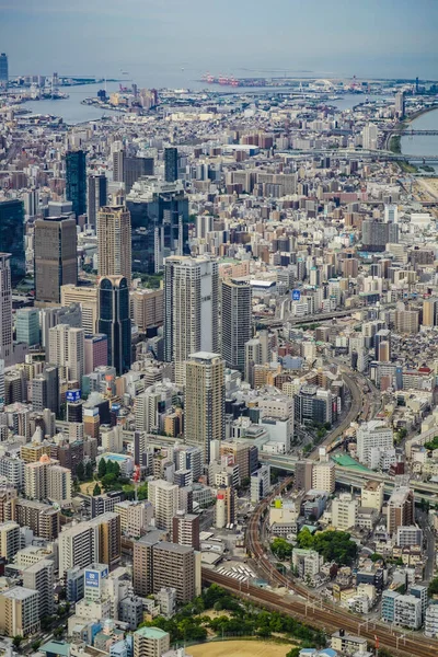 Osaka Stadsbild Sedd Från Himlen Skytteläge Osaka Län — Stockfoto