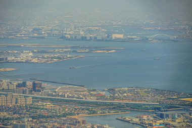 Osaka kasabası Rokko Dağı 'ndan görüldü. Çekim yeri: Kobe şehri, Hyogo Bölgesi