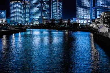 Yokohama Minato Mirais gece sahnesi. Çekim yeri: Yokohama-şehir kanagawa ili