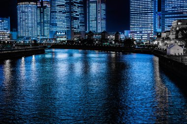 Yokohama Minato Mirais night scene (all building light up). Shooting Location: Yokohama-city kanagawa prefecture clipart