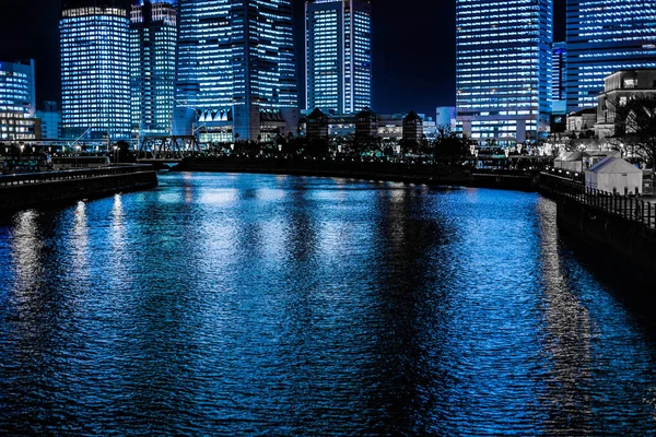Yokohama Minato Mirais Gece Sahnesi Çekim Yeri Yokohama Şehir Kanagawa — Stok fotoğraf