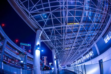 Otoyol ve Yokohama Gece Manzarası (Metropolitan Karayolu). Çekim yeri: Yokohama-şehir kanagawa ili