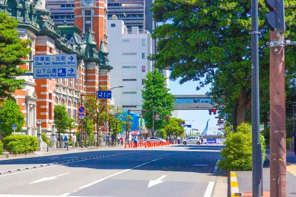 Yokohama Minato Mirai Nin Bina Grubu Mavi Gökyüzü Çekim Yeri — Stok fotoğraf