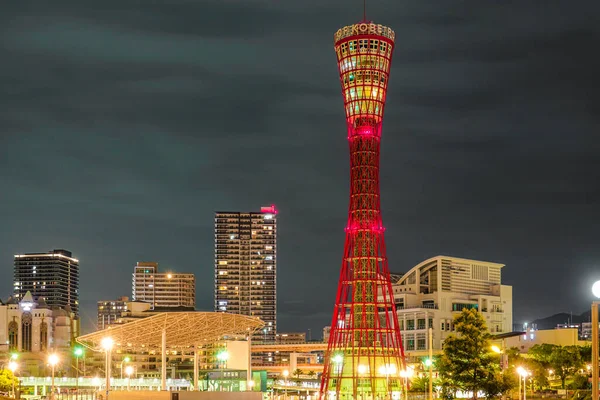 Nattutsikt Över Kobe Hamntorn Fotografering Plats Kobe Stad Hyogo Pref — Stockfoto