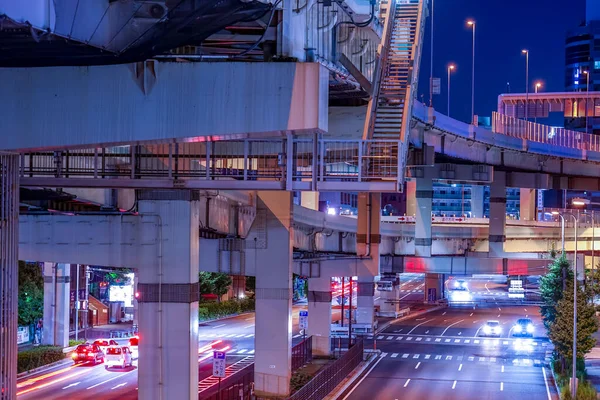 Highway Och Yokohama Night View Motorväg Fotografering Plats Yokohama City — Stockfoto