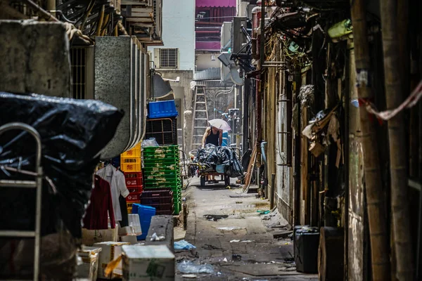 Hong Kong Skyscraper Alley Back Místo Střelby Zvláštní Administrativní Oblast — Stock fotografie