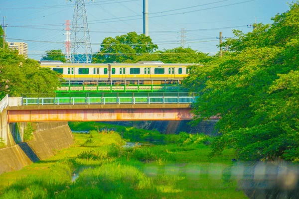 Teobahogawa Yeşil Yol Parkı Chuo Hattı Çekim Yeri Tachikawa Şehri — Stok fotoğraf