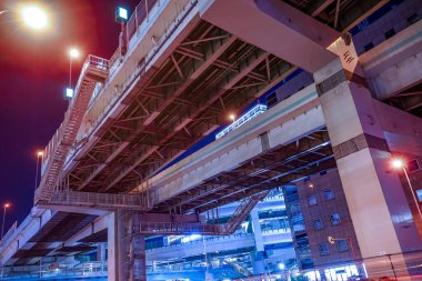 Otoyol ve Yokohama Gece Manzarası (Metropolitan Karayolu). Çekim yeri: Yokohama-şehir kanagawa ili