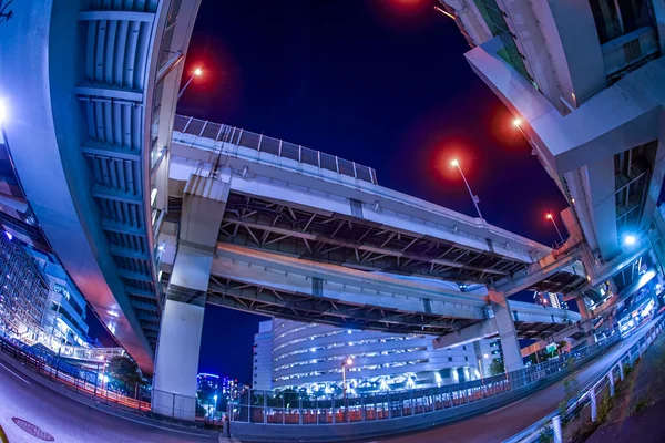 Otoyol Yokohama Gece Manzarası Metropolitan Karayolu Çekim Yeri Yokohama Şehir — Stok fotoğraf