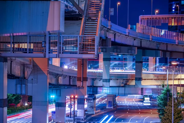 Otoyol Yokohama Gece Manzarası Metropolitan Karayolu Çekim Yeri Yokohama Şehir — Stok fotoğraf