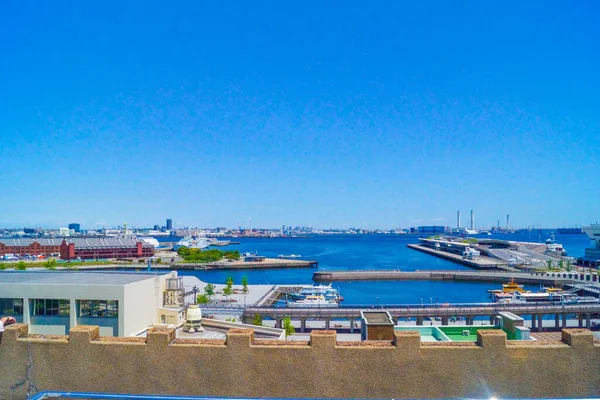 Grupo Construção Céu Azul Yokohama Minato Mirai Localização Tiroteio Prefeitura — Fotografia de Stock