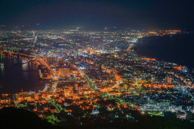 Hakodates gece sahnesi (Mt. Hakodate). Çekim Konumu: Hokkaido