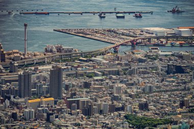Rokko Dağı 'ndan Kobes kasabası görüldü. Çekim yeri: Kobe şehri, Hyogo Bölgesi