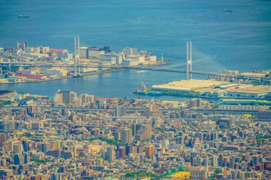 Higashi Kobe Ohashi Rokko Dağı 'ndan görüldü. Çekim yeri: Kobe şehri, Hyogo Bölgesi